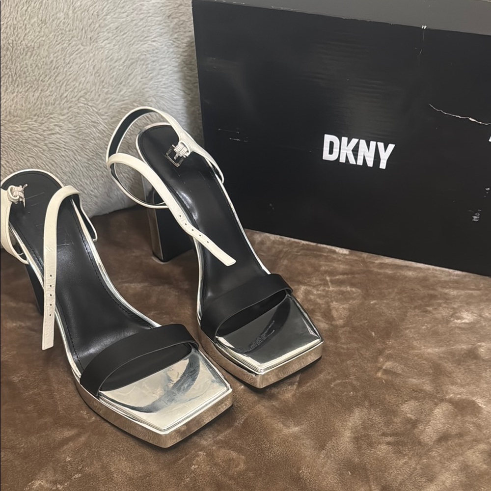 DKNY Black and Cream Heels